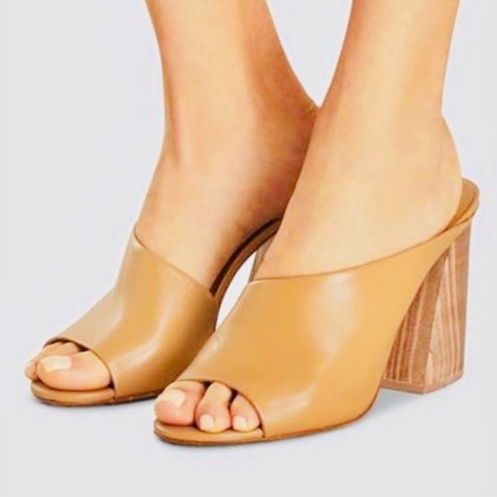 MERCEDES CASTILLO Izar Mule Stacked wooden heel buttery leather 39.5